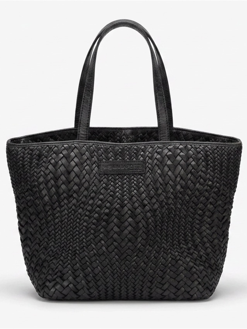 Marta Ponti Black Woven Leather Tote